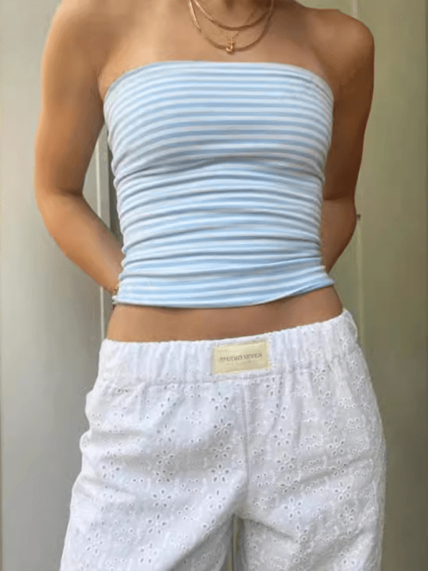 New women's fashionable striped off - shoulder tube top top - Top
